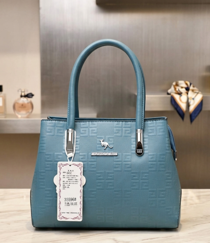 Premium Embossed Blue Top Handle Handbag