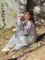Royal Indigo Baroque Printed Lawn Maxi Dress - Image 2