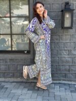 Royal Indigo Baroque Printed Lawn Maxi Dress